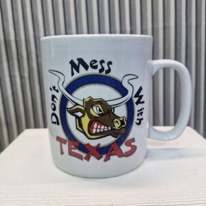 Texas Longhorn Coffee Mug “Don’t Mess With Texas” White Ceramic Cup